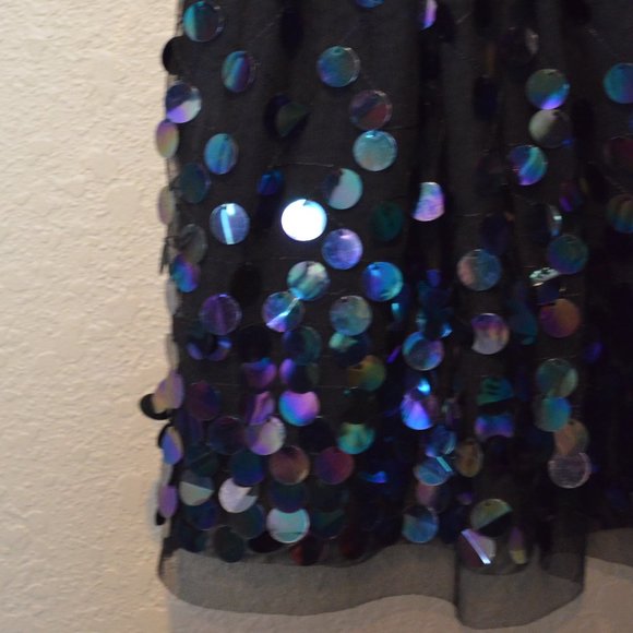 Sz M 7/8 Cat & Jack Black Opal Sequins Mesh Tulle Dress - Picture 5 of 13